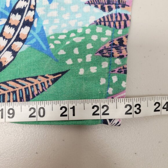 Cynthia Rowley Linen Wide Leg Pants Tropical Print Multicolor - Picture 4 of 7